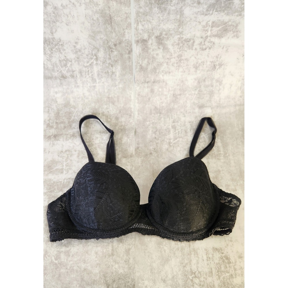 Simone Perele Lace T-Shirt Bra Womens 34C Black Underwire Contoured Coquette
